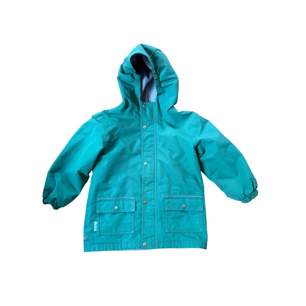Jan & Jul Kids Green Fleece Lined Hooded Rain Jacket Coat Size 5T 5-6Y Unisex